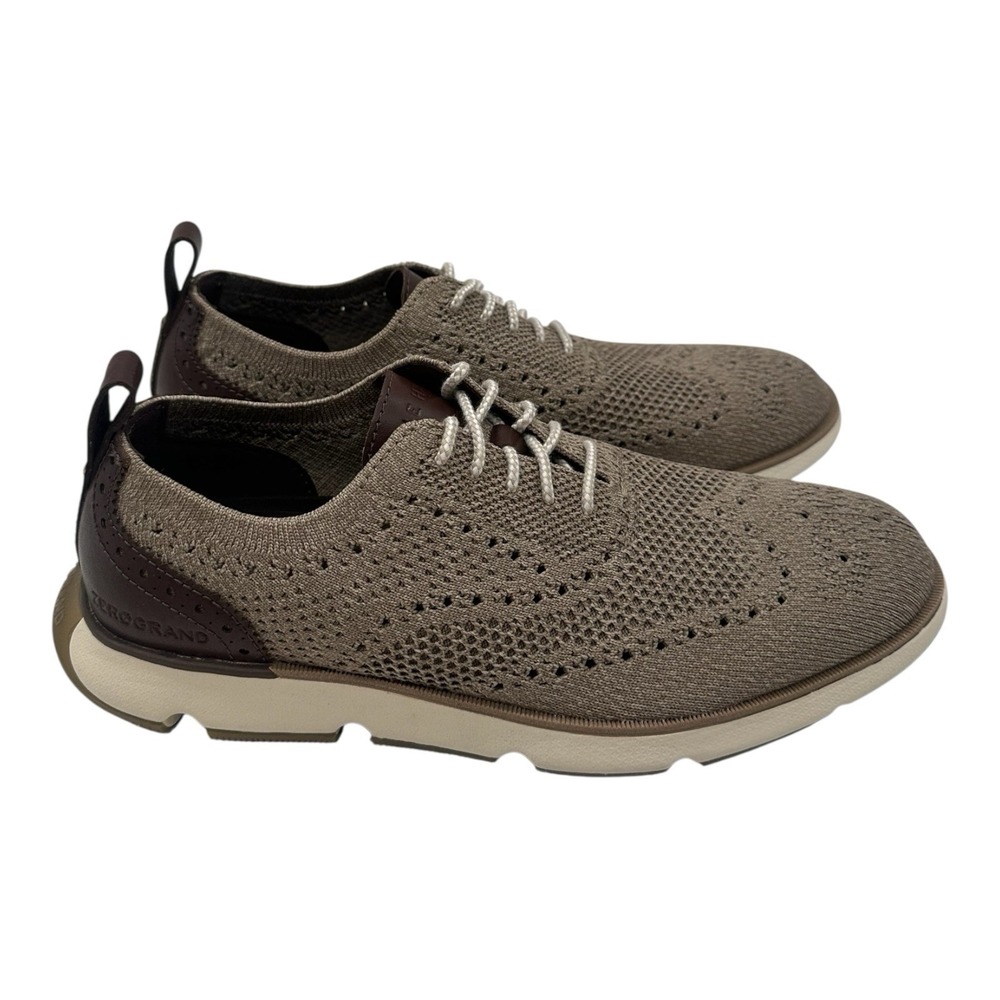 Cole Haan 4ZG Shoes Mens Sz 8 M Beige Tan Stitchlite Oxfords Casual Zerogrand